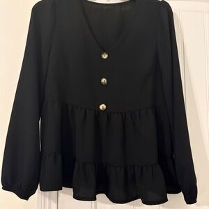 Elegant Black Buttoned Women's Top